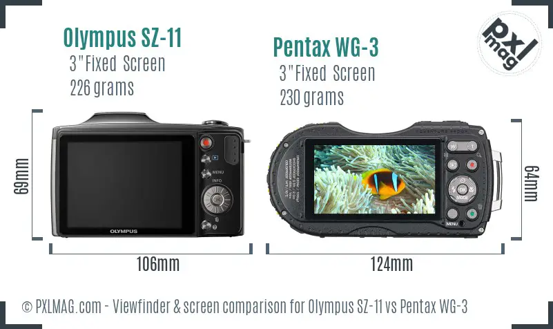 Olympus SZ-11 vs Pentax WG-3 Screen and Viewfinder comparison