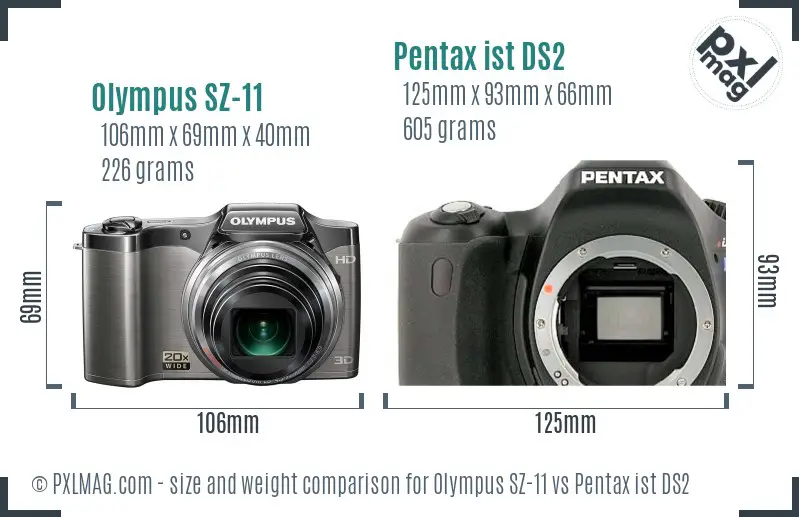 Olympus SZ-11 vs Pentax ist DS2 size comparison