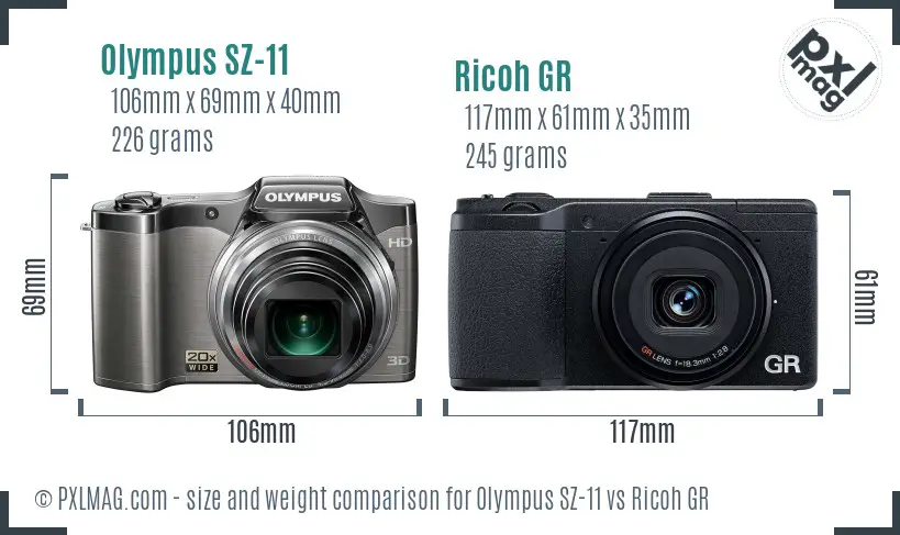 Olympus SZ-11 vs Ricoh GR size comparison Olympus SZ-11 vs Ricoh GR size comparison