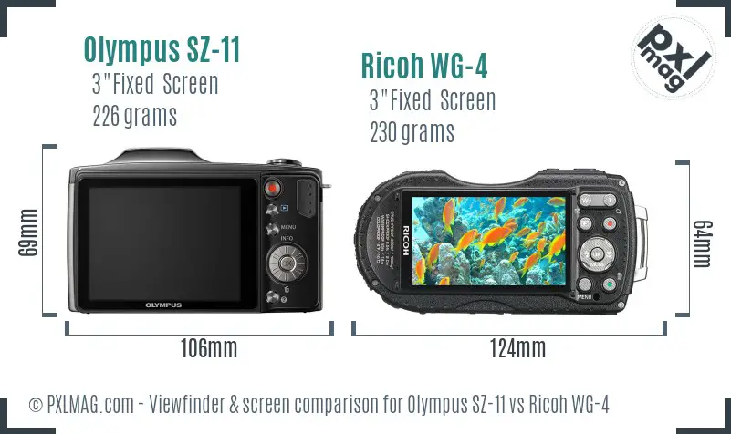 Olympus SZ-11 vs Ricoh WG-4 Screen and Viewfinder comparison