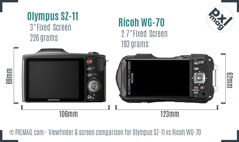 Olympus SZ-11 vs Ricoh WG-70 Screen and Viewfinder comparison