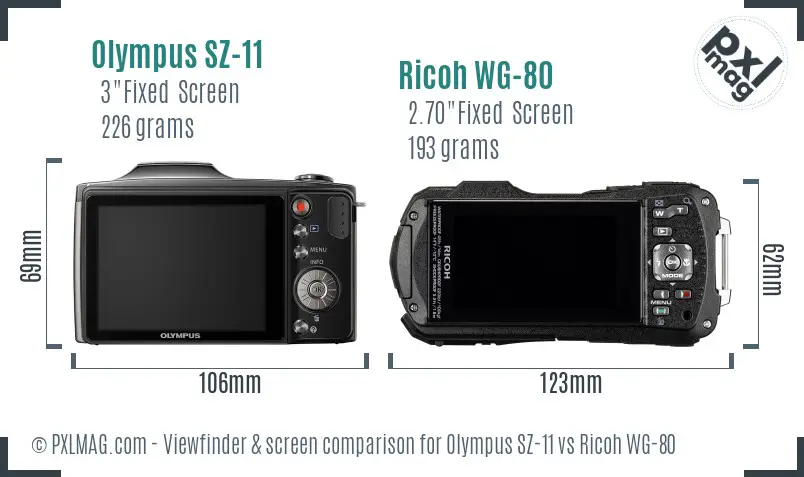 Olympus SZ-11 vs Ricoh WG-80 Screen and Viewfinder comparison Olympus SZ-11 vs Ricoh WG-80 Screen and Viewfinder comparison