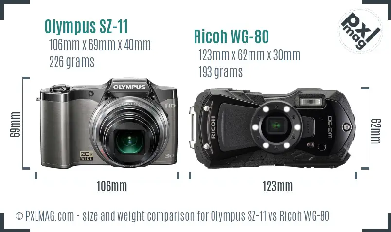 Olympus SZ-11 vs Ricoh WG-80 size comparison Olympus SZ-11 vs Ricoh WG-80 size comparison
