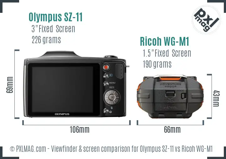 Olympus SZ-11 vs Ricoh WG-M1 Screen and Viewfinder comparison