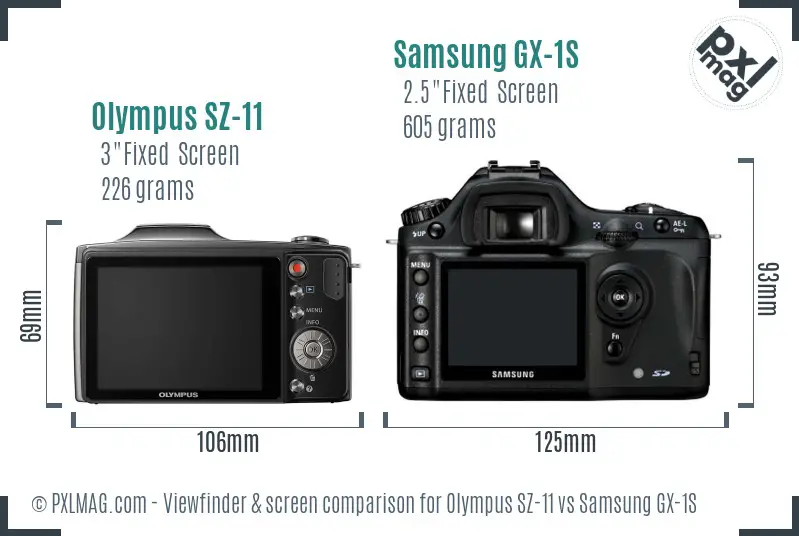 Olympus SZ-11 vs Samsung GX-1S Screen and Viewfinder comparison