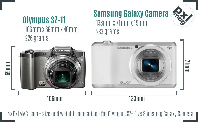 Olympus SZ-11 vs Samsung Galaxy Camera 2 size comparison