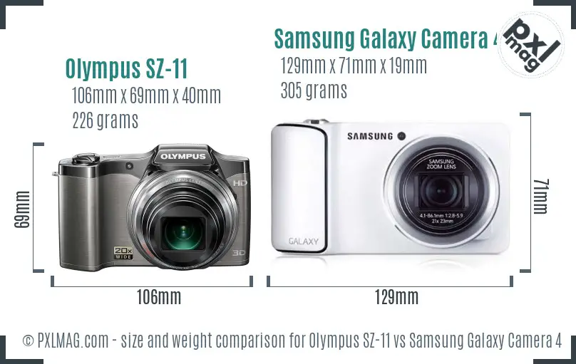 Olympus SZ-11 vs Samsung Galaxy Camera 4G size comparison