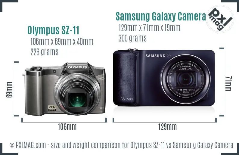 Olympus SZ-11 vs Samsung Galaxy Camera size comparison