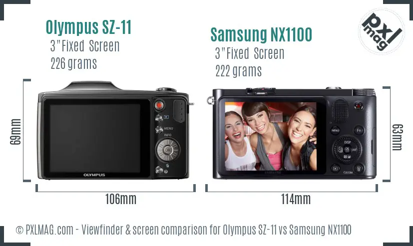 Olympus SZ-11 vs Samsung NX1100 Screen and Viewfinder comparison Olympus SZ-11 vs Samsung NX1100 Screen and Viewfinder comparison