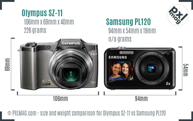 Olympus SZ-11 vs Samsung PL120 size comparison Olympus SZ-11 vs Samsung PL120 size comparison