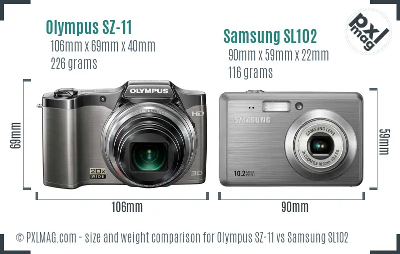 Olympus SZ-11 vs Samsung SL102 size comparison Olympus SZ-11 vs Samsung SL102 size comparison