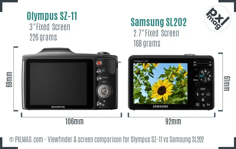 Olympus SZ-11 vs Samsung SL202 Screen and Viewfinder comparison Olympus SZ-11 vs Samsung SL202 Screen and Viewfinder comparison