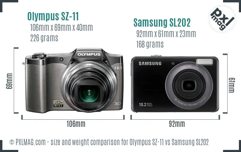 Olympus SZ-11 vs Samsung SL202 size comparison Olympus SZ-11 vs Samsung SL202 size comparison