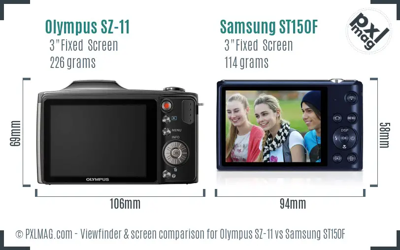 Olympus SZ-11 vs Samsung ST150F Screen and Viewfinder comparison Olympus SZ-11 vs Samsung ST150F Screen and Viewfinder comparison