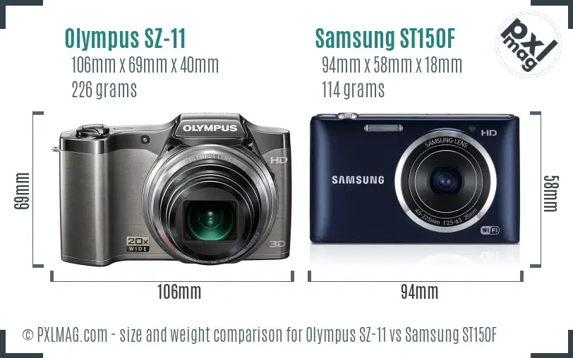 Olympus SZ-11 vs Samsung ST150F size comparison Olympus SZ-11 vs Samsung ST150F size comparison