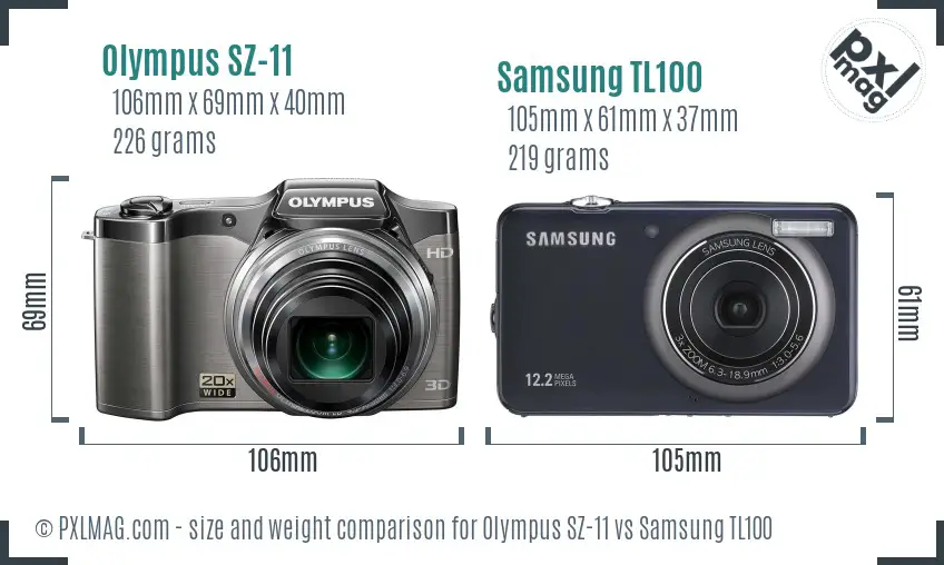 Olympus SZ-11 vs Samsung TL100 size comparison Olympus SZ-11 vs Samsung TL100 size comparison