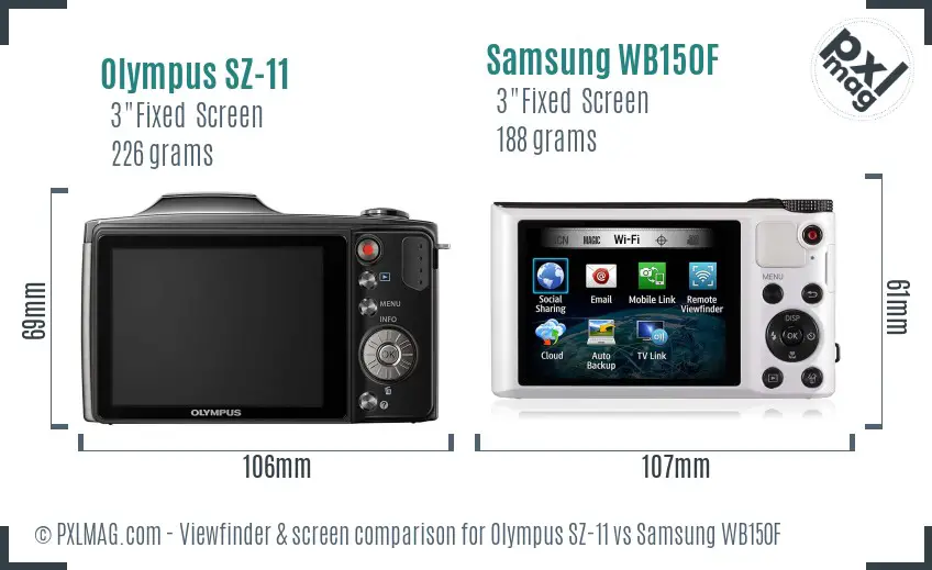 Olympus SZ-11 vs Samsung WB150F Screen and Viewfinder comparison Olympus SZ-11 vs Samsung WB150F Screen and Viewfinder comparison