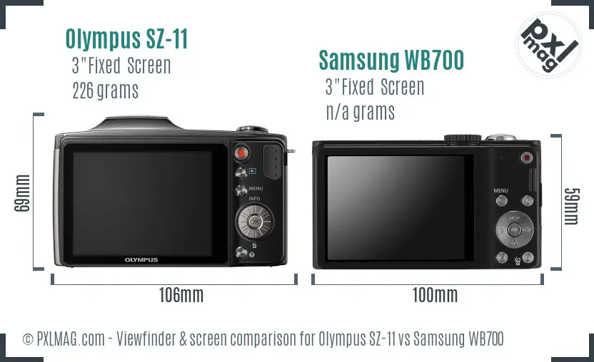 Olympus SZ-11 vs Samsung WB700 Screen and Viewfinder comparison Olympus SZ-11 vs Samsung WB700 Screen and Viewfinder comparison