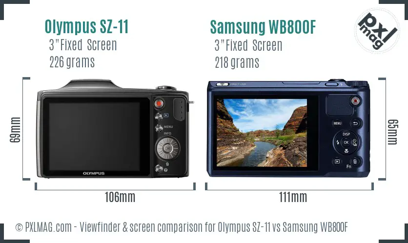 Olympus SZ-11 vs Samsung WB800F Screen and Viewfinder comparison