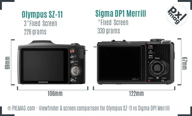 Olympus SZ-11 vs Sigma DP1 Merrill Screen and Viewfinder comparison