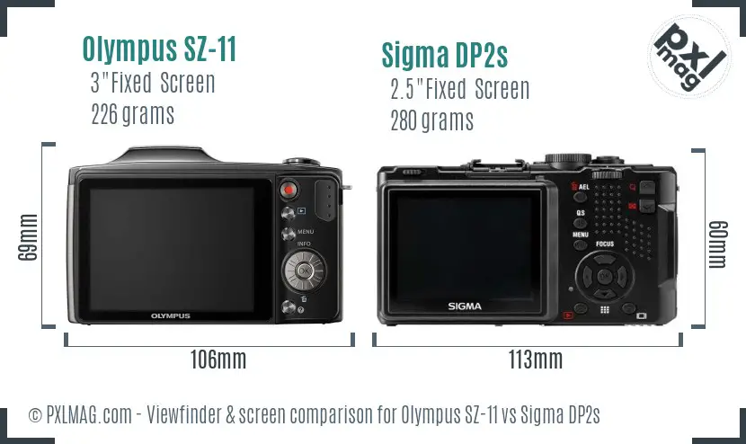 Olympus SZ-11 vs Sigma DP2s Screen and Viewfinder comparison Olympus SZ-11 vs Sigma DP2s Screen and Viewfinder comparison