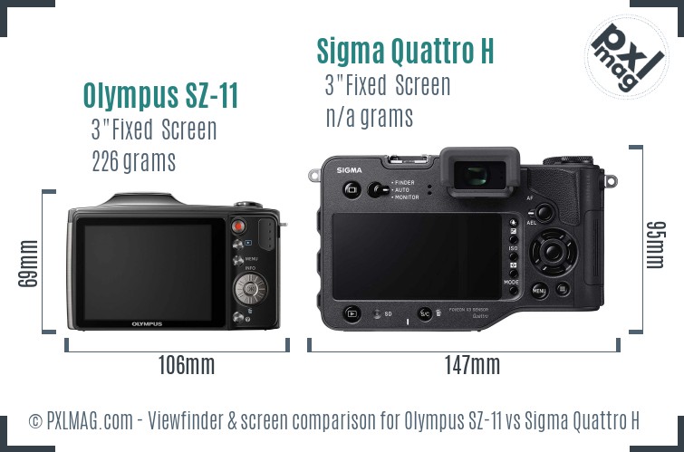 Olympus SZ-11 vs Sigma Quattro H Screen and Viewfinder comparison