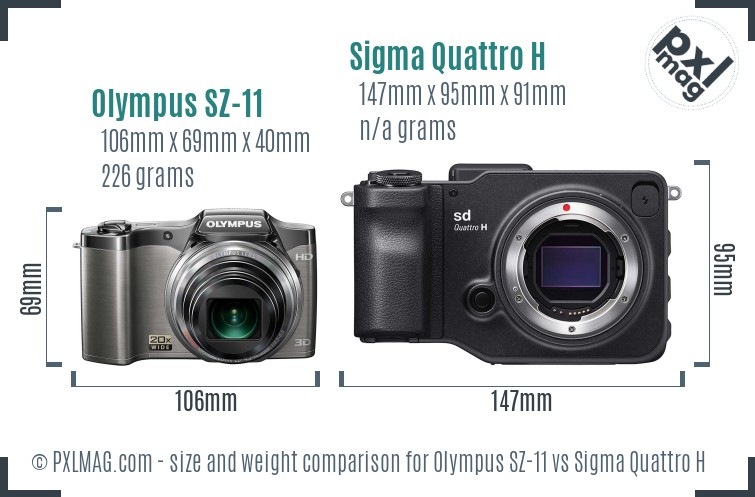 Olympus SZ-11 vs Sigma Quattro H size comparison Olympus SZ-11 vs Sigma Quattro H size comparison
