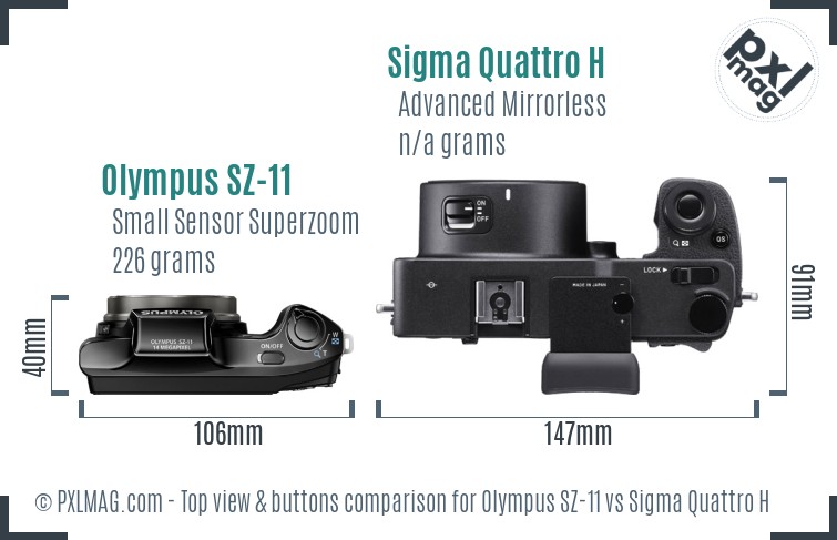 Olympus SZ-11 vs Sigma Quattro H top view buttons comparison