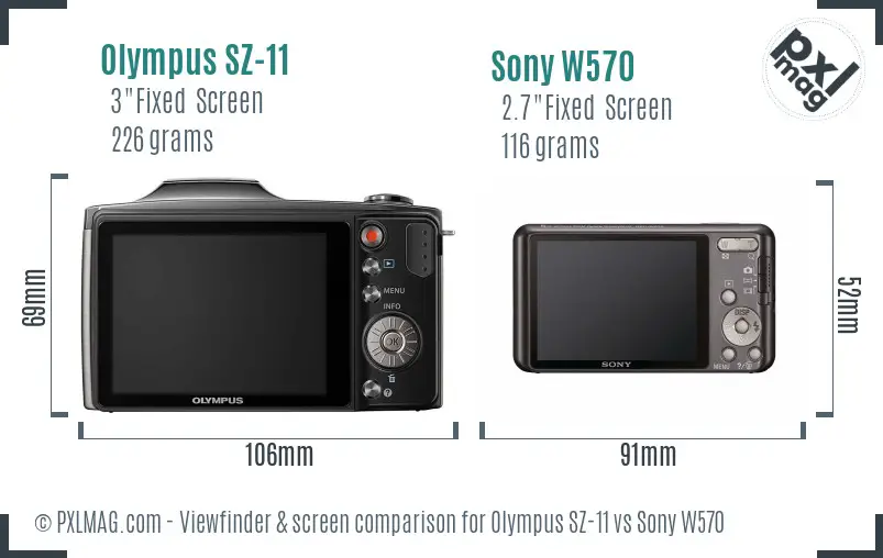 Olympus SZ-11 vs Sony W570 Screen and Viewfinder comparison