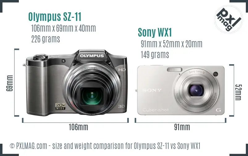Olympus SZ-11 vs Sony WX1 size comparison