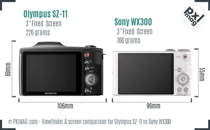 Olympus SZ-11 vs Sony WX300 Screen and Viewfinder comparison