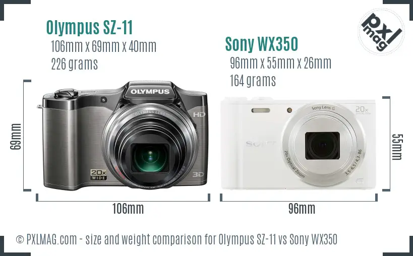 Olympus SZ-11 vs Sony WX350 size comparison