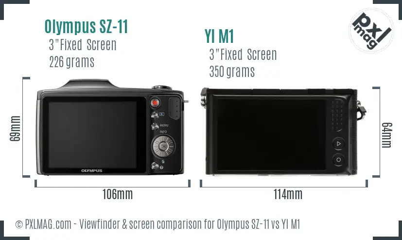 Olympus SZ-11 vs YI M1 Screen and Viewfinder comparison