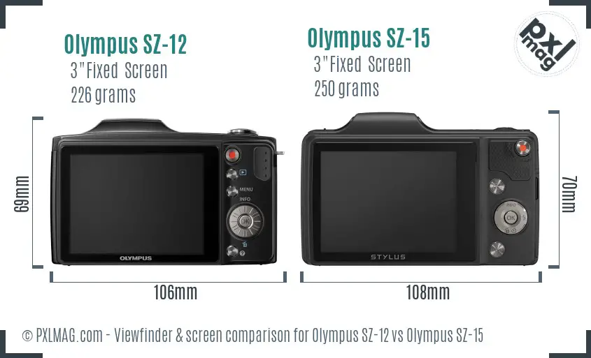 Olympus SZ-12 vs Olympus SZ-15 Screen and Viewfinder comparison