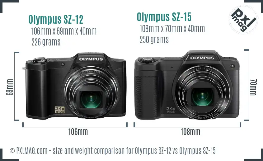 Olympus SZ-12 vs Olympus SZ-15 size comparison