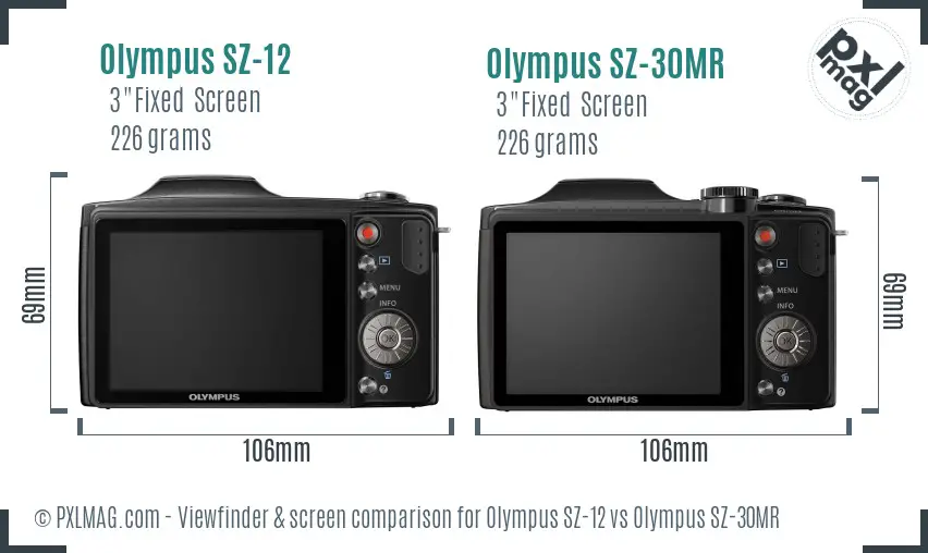 Olympus SZ-12 vs Olympus SZ-30MR Screen and Viewfinder comparison