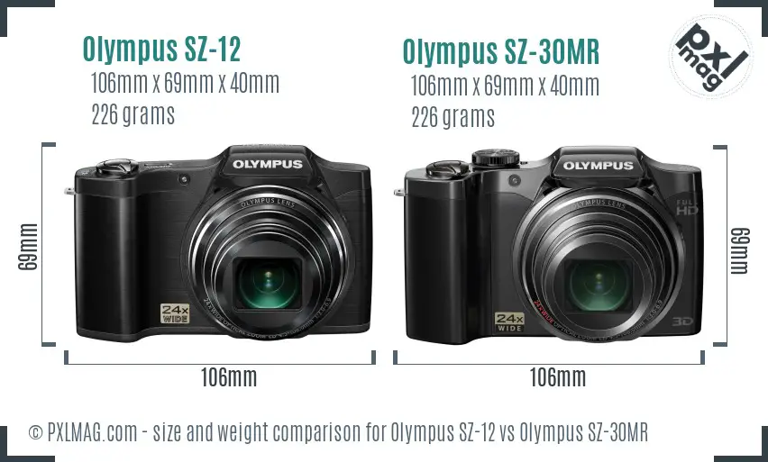 Olympus SZ-12 vs Olympus SZ-30MR size comparison