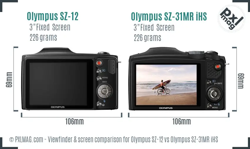 Olympus SZ-12 vs Olympus SZ-31MR iHS Screen and Viewfinder comparison
