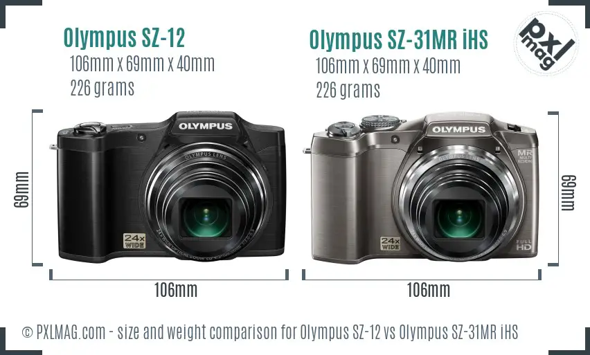 Olympus SZ-12 vs Olympus SZ-31MR iHS size comparison