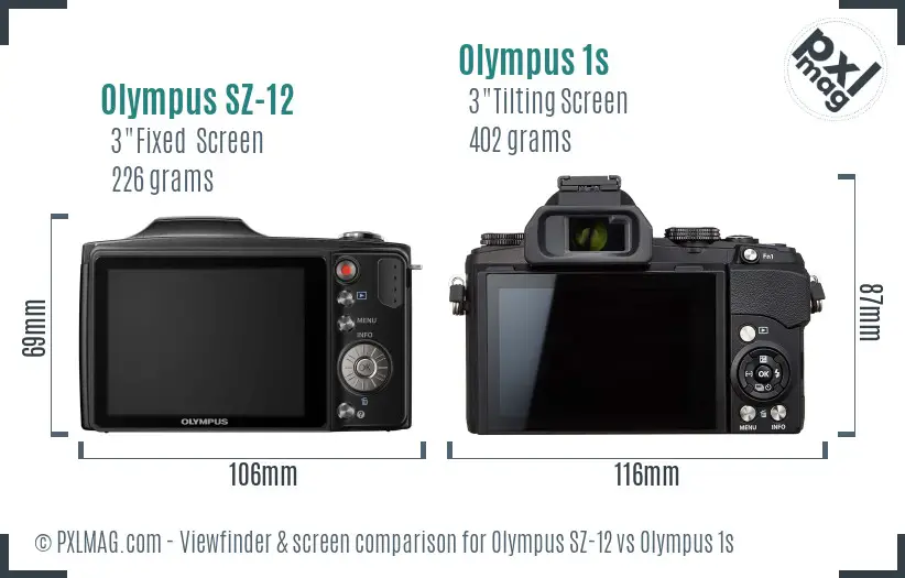 Olympus SZ-12 vs Olympus 1s Screen and Viewfinder comparison