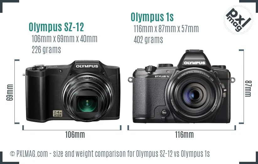 Olympus SZ-12 vs Olympus 1s size comparison