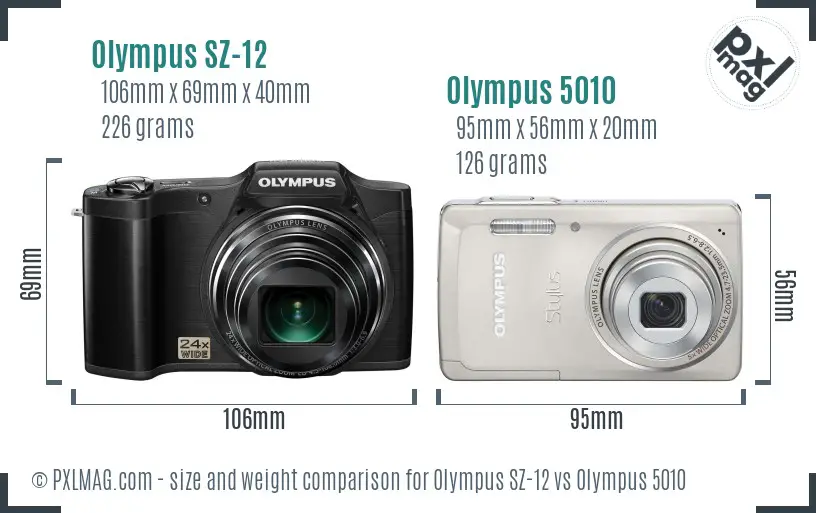 Olympus SZ-12 vs Olympus 5010 size comparison