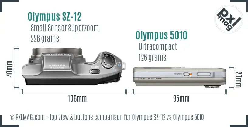 Olympus SZ-12 vs Olympus 5010 top view buttons comparison