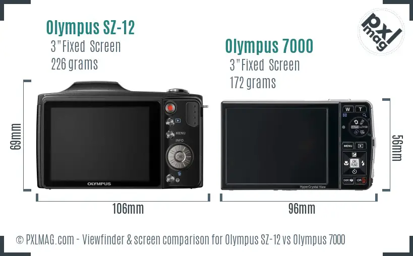 Olympus SZ-12 vs Olympus 7000 Screen and Viewfinder comparison