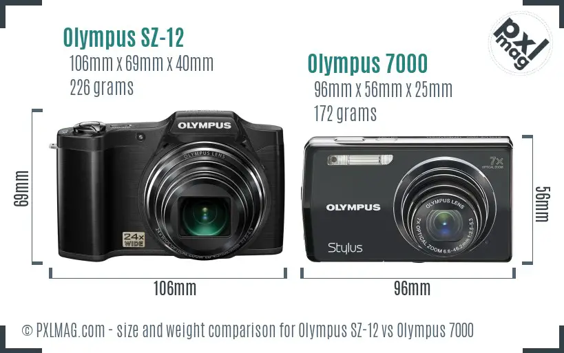 Olympus SZ-12 vs Olympus 7000 size comparison