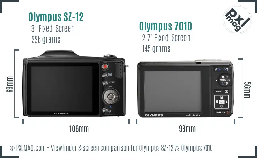 Olympus SZ-12 vs Olympus 7010 Screen and Viewfinder comparison