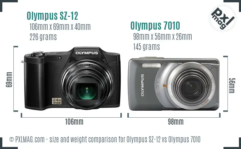 Olympus SZ-12 vs Olympus 7010 size comparison