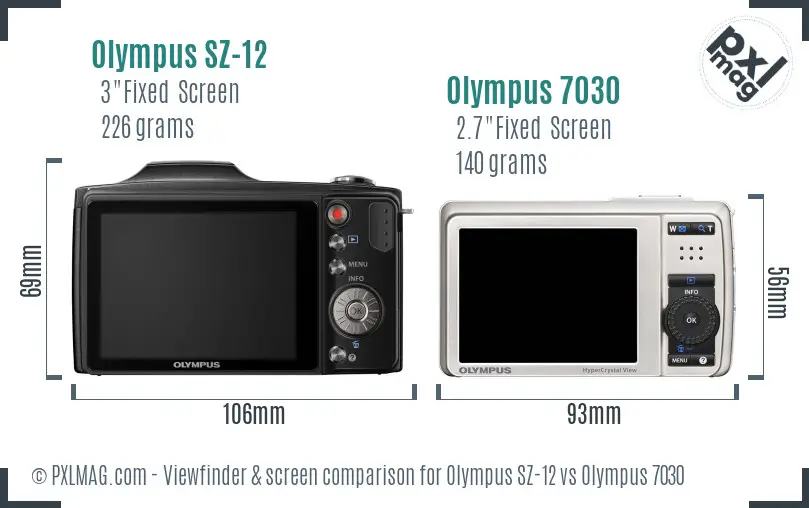 Olympus SZ-12 vs Olympus 7030 Screen and Viewfinder comparison