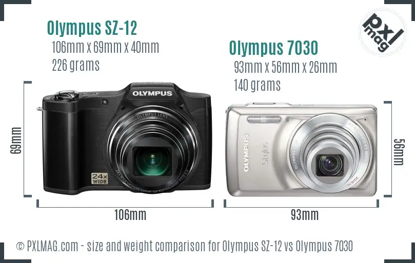 Olympus SZ-12 vs Olympus 7030 size comparison
