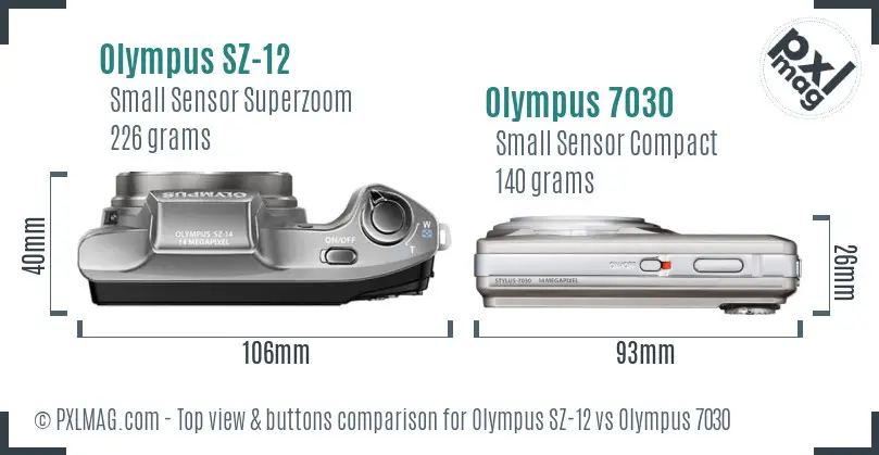 Olympus SZ-12 vs Olympus 7030 top view buttons comparison